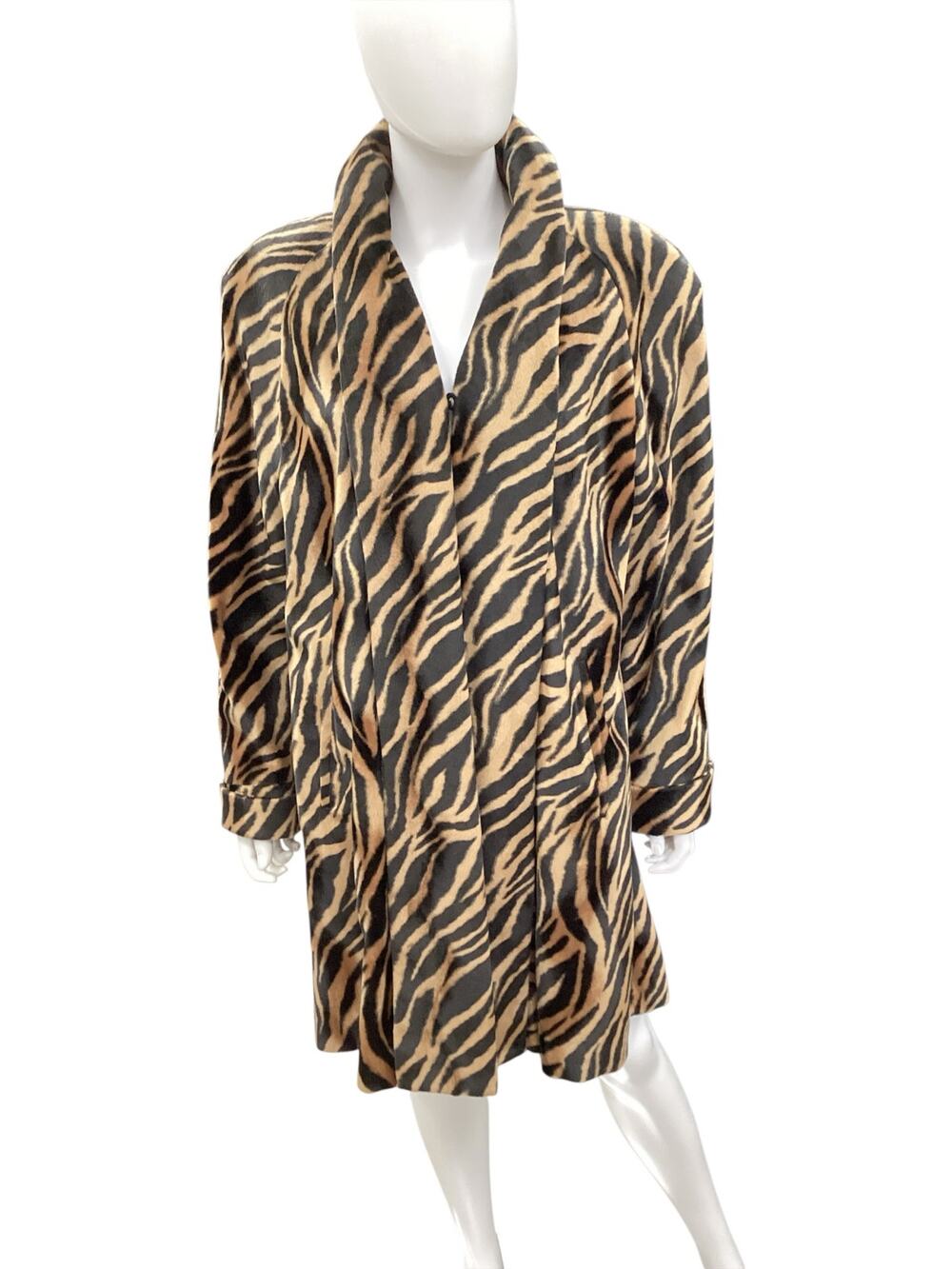 Vintage Cache Coat Women’s SZ S Medium Animal Print Pockets Soft Brown And Black